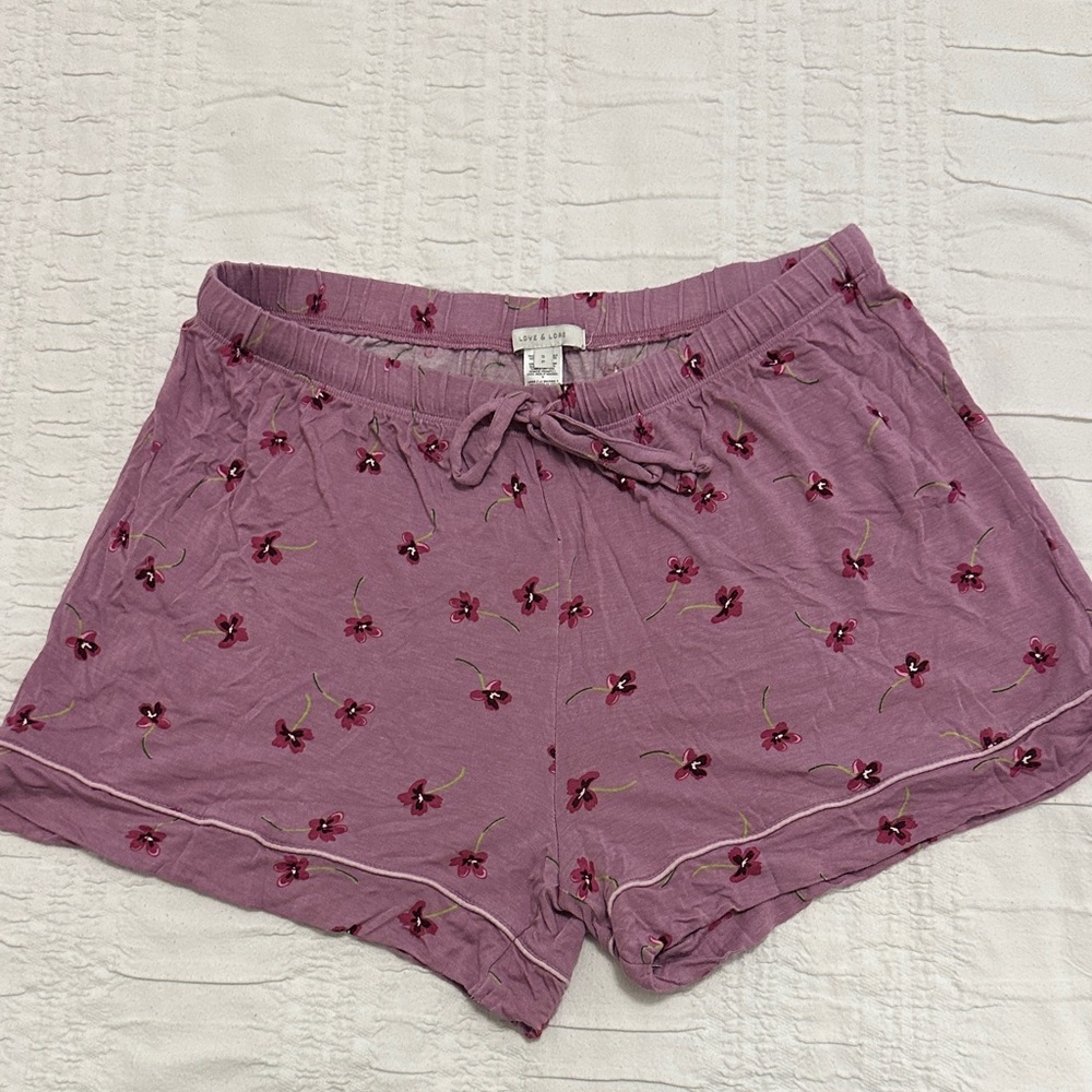Love & Lore Pink Floral Short Pajama Set - Soft Lounge Shorts & Top - Picture 6 of 8